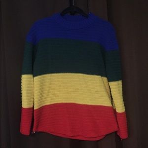 multi color knit crewneck sweater